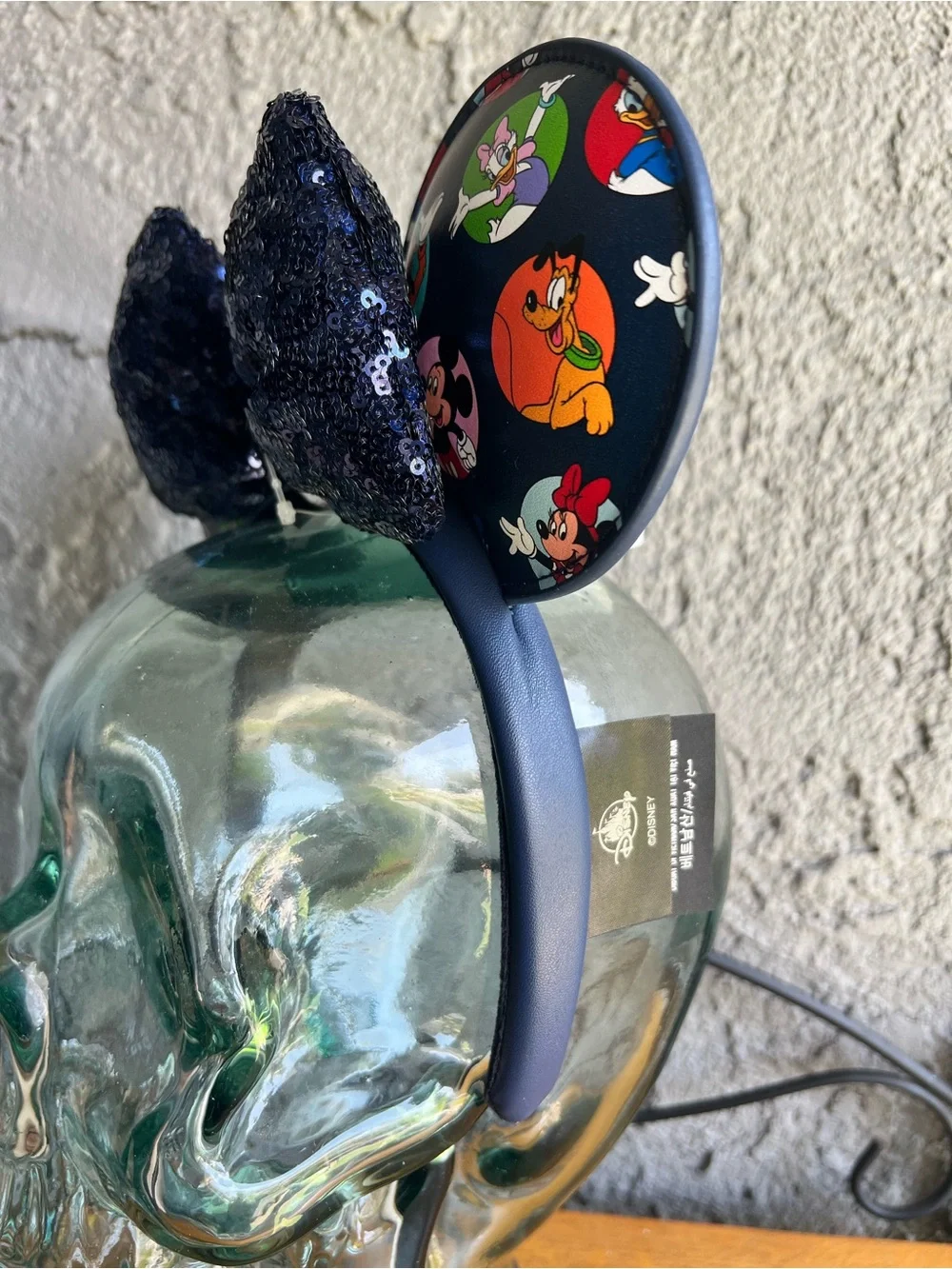 Mickey & Friends Sequined Bow Navy Blue Ears Headband